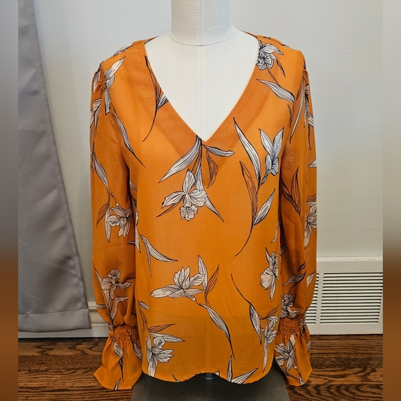 Target A New Day Orange Floral Blouse size XS - Picture 1 of 4